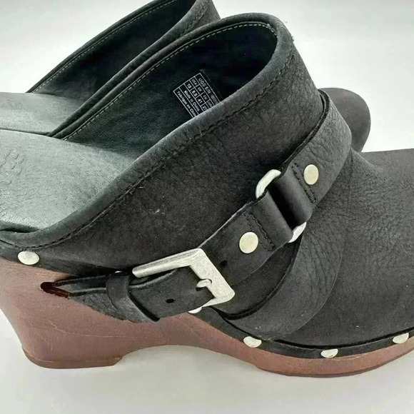 UGG Black Mules with Brown Wedge - Picture 10 of 13